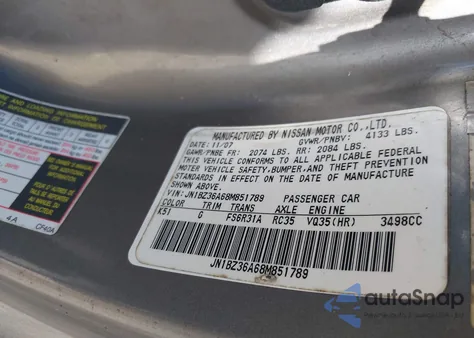 2008 Nissan 350Z Touring из США, поврежденный, VIN JN1BZ36A68M851789